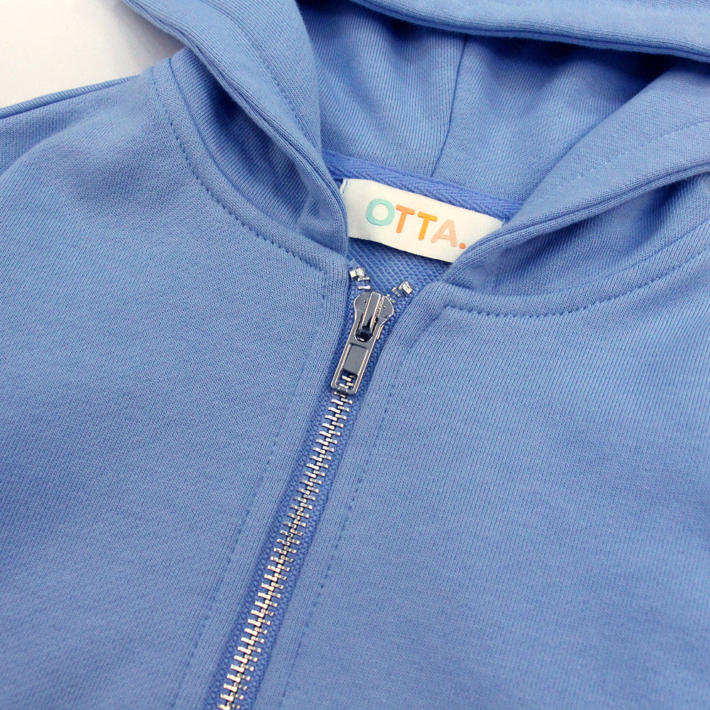 Kids Zip Hoodie Blue on model — OTTA Kids