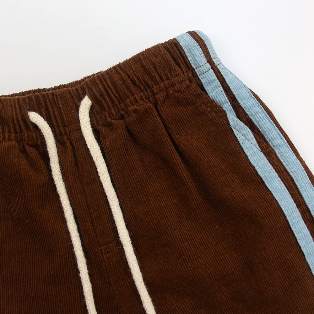 Cord Shorts Brown Blue waistband detail — OTTA Kids