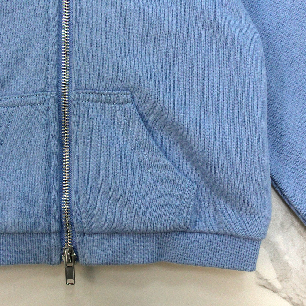 Kids Zip Hoodie Blue hood detail — OTTA Kids